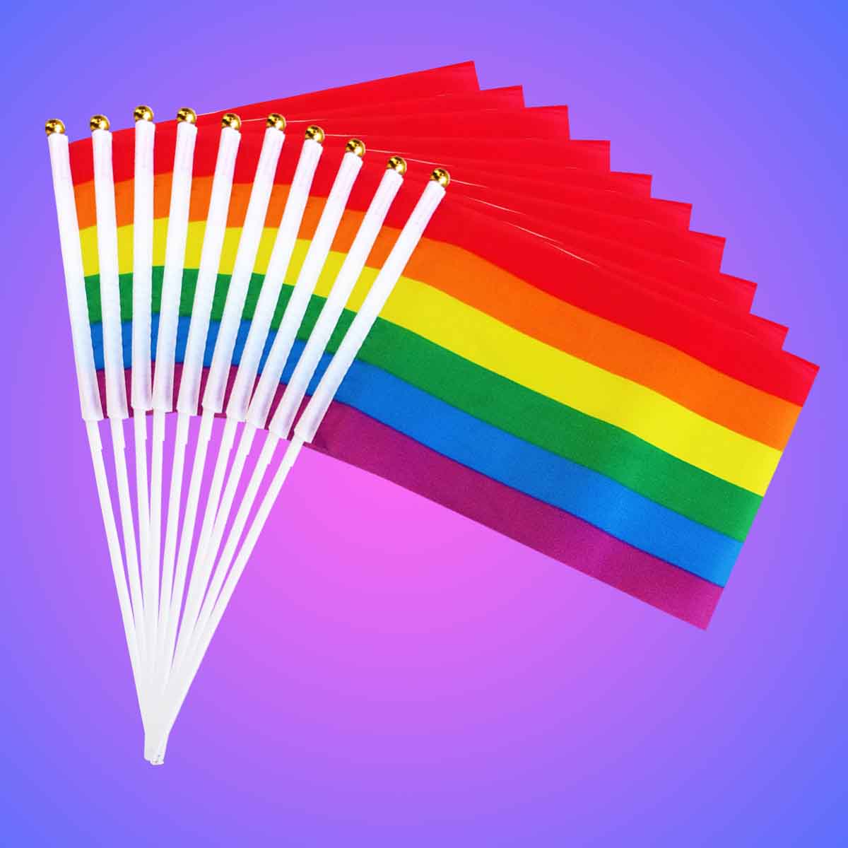 Pride rainbow waving flags | 10 pieces