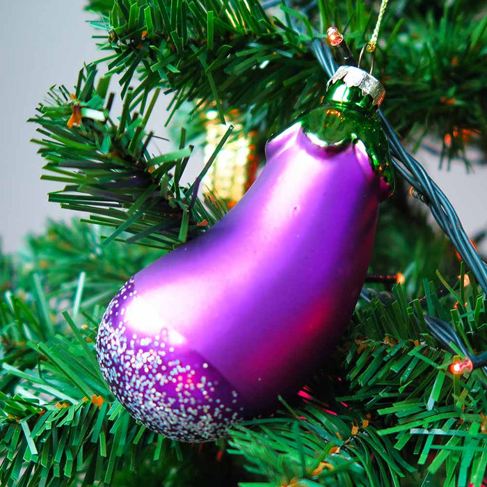 Kerstbal Aubergine - Glas