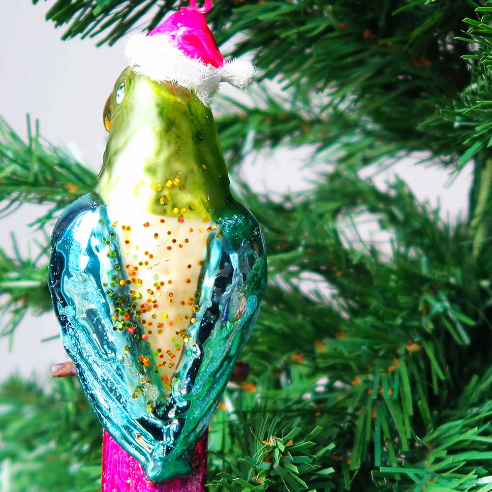 Kerstbal Gekleurde Vogel - Glas
