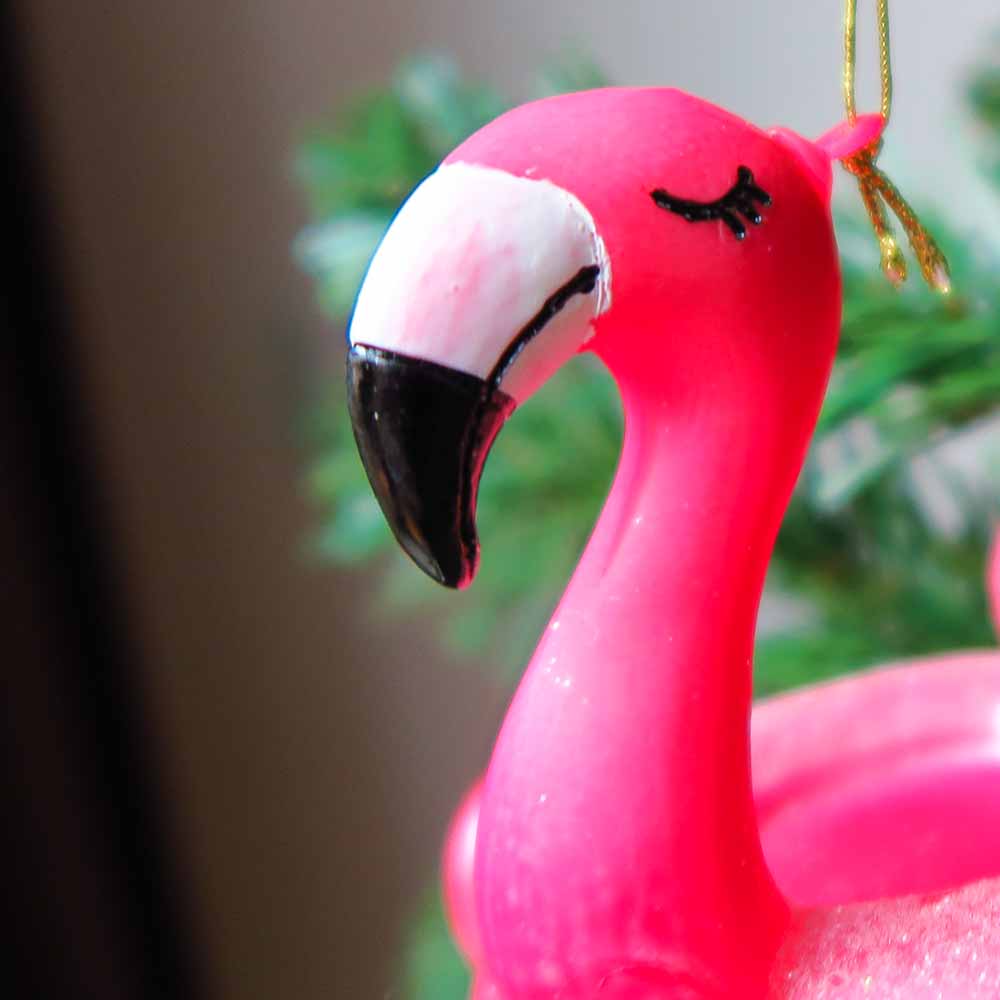 Kerstbal Flamingo Zwemband - Glas