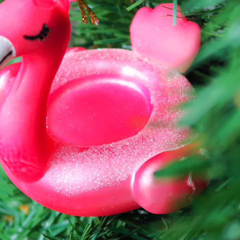 Kerstbal Flamingo Zwemband - Glas