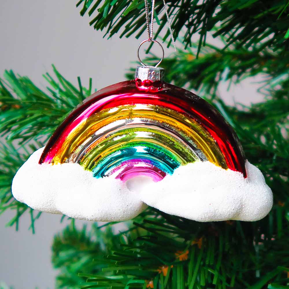 regenboog kerstbal wolken kerstboom gay LHBTI ornament kerstdecoratie queer
