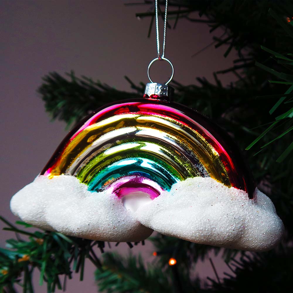 Kerstbal Regenboog - Glas