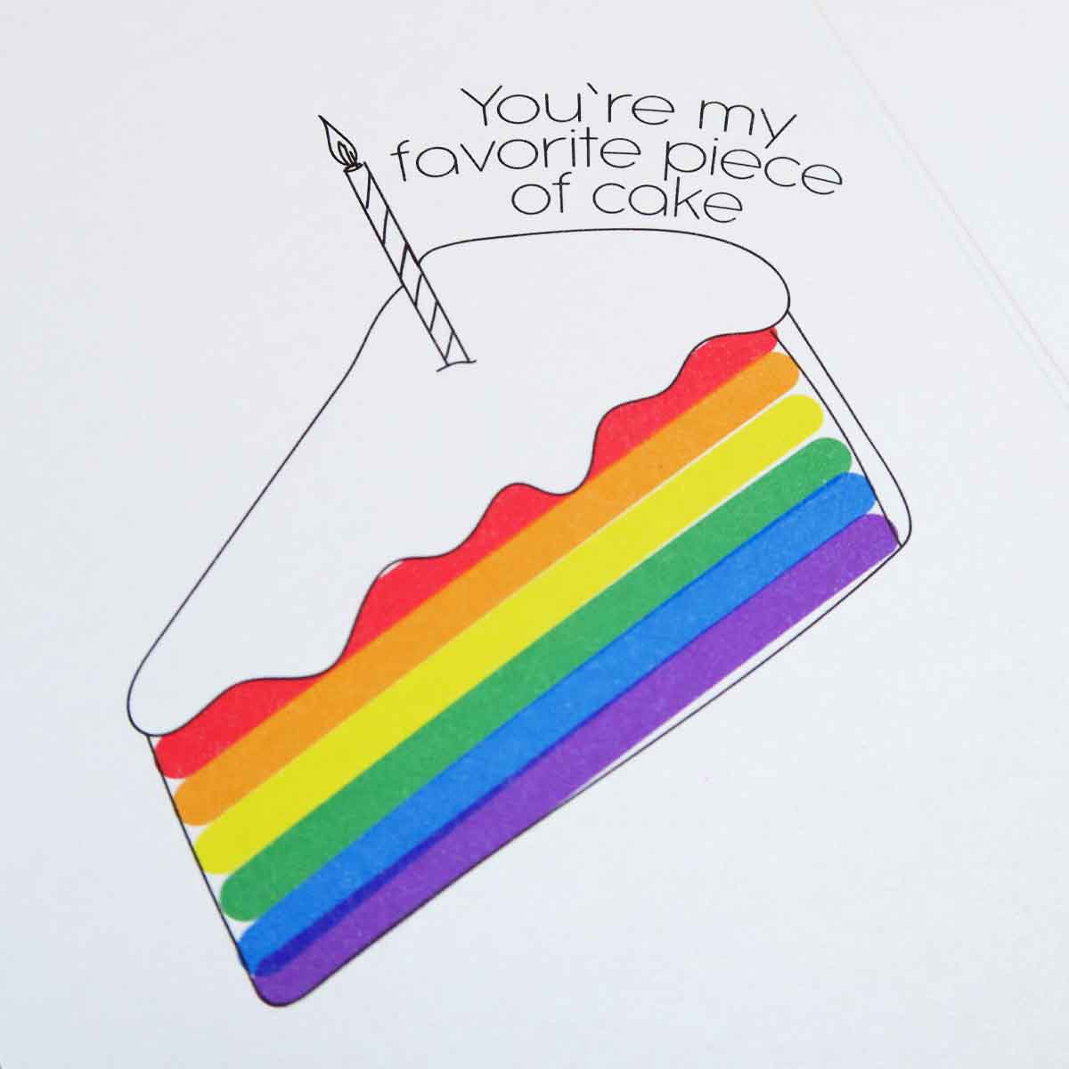Regenboogtaart verjaardagskaart favorite piece of cake