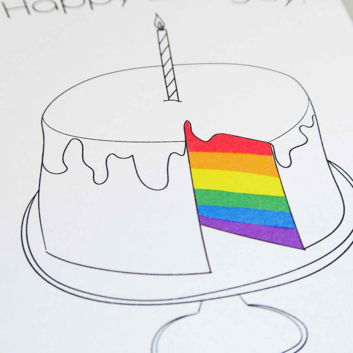 Regenboogtaart verjaardagskaart