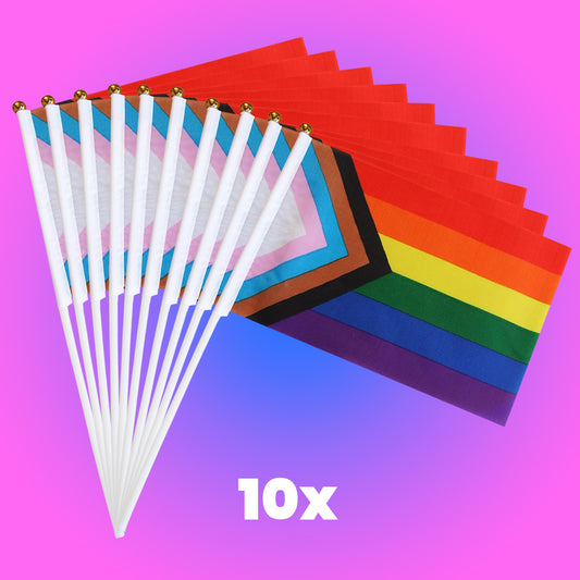 Pride Progress rainbow waving flags | 10 pieces
