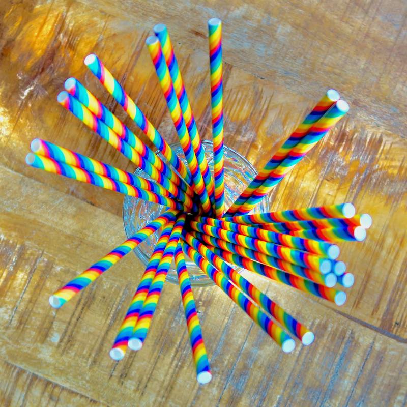 Regenboog rietjes 25 stuks | Papier