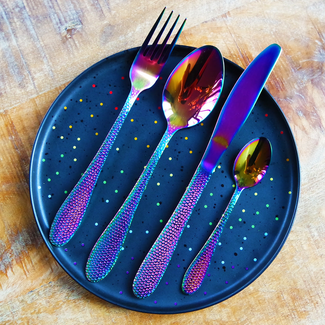 Rainbow cutlery set | 24 pcs stainless steel