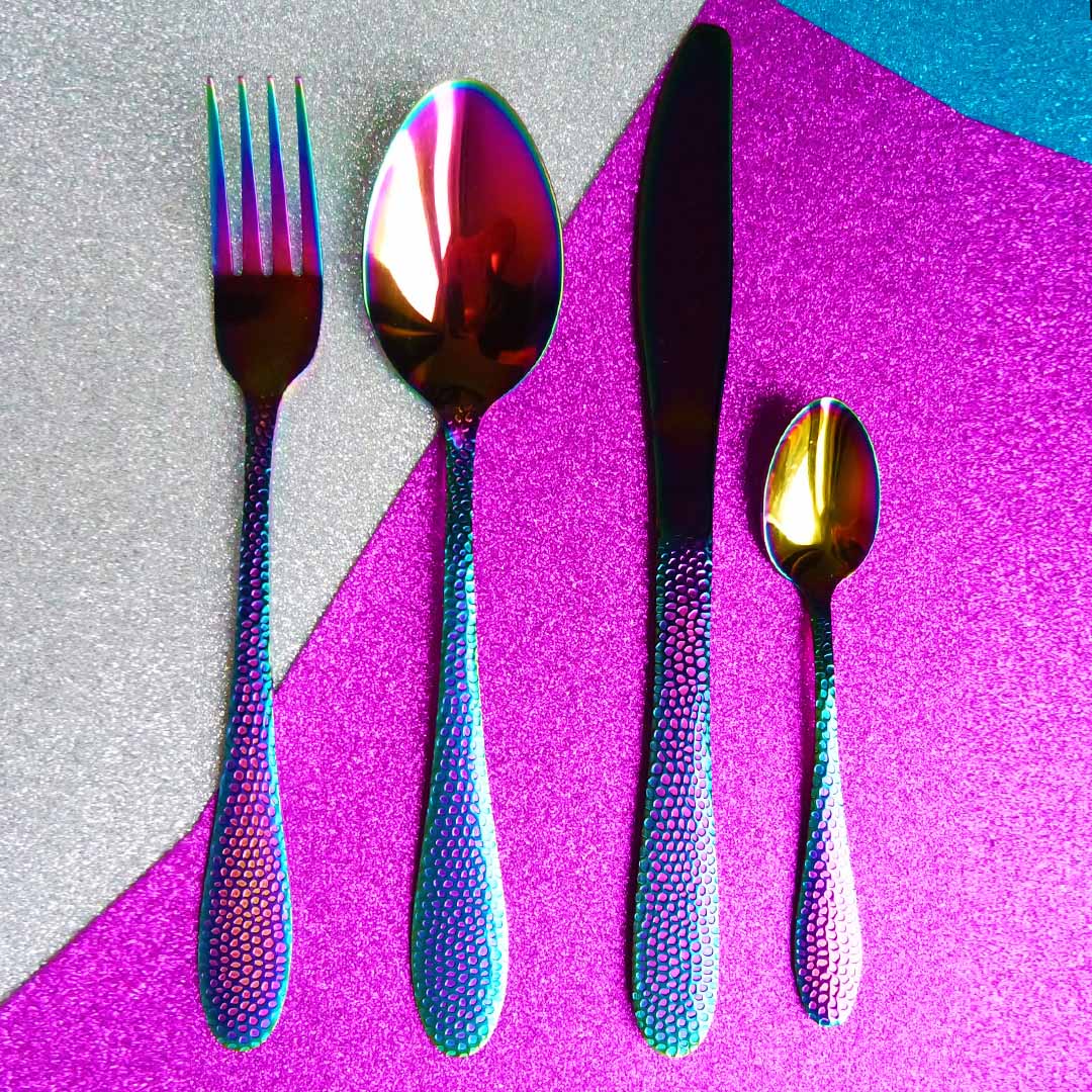 Rainbow cutlery set | 24 pcs stainless steel