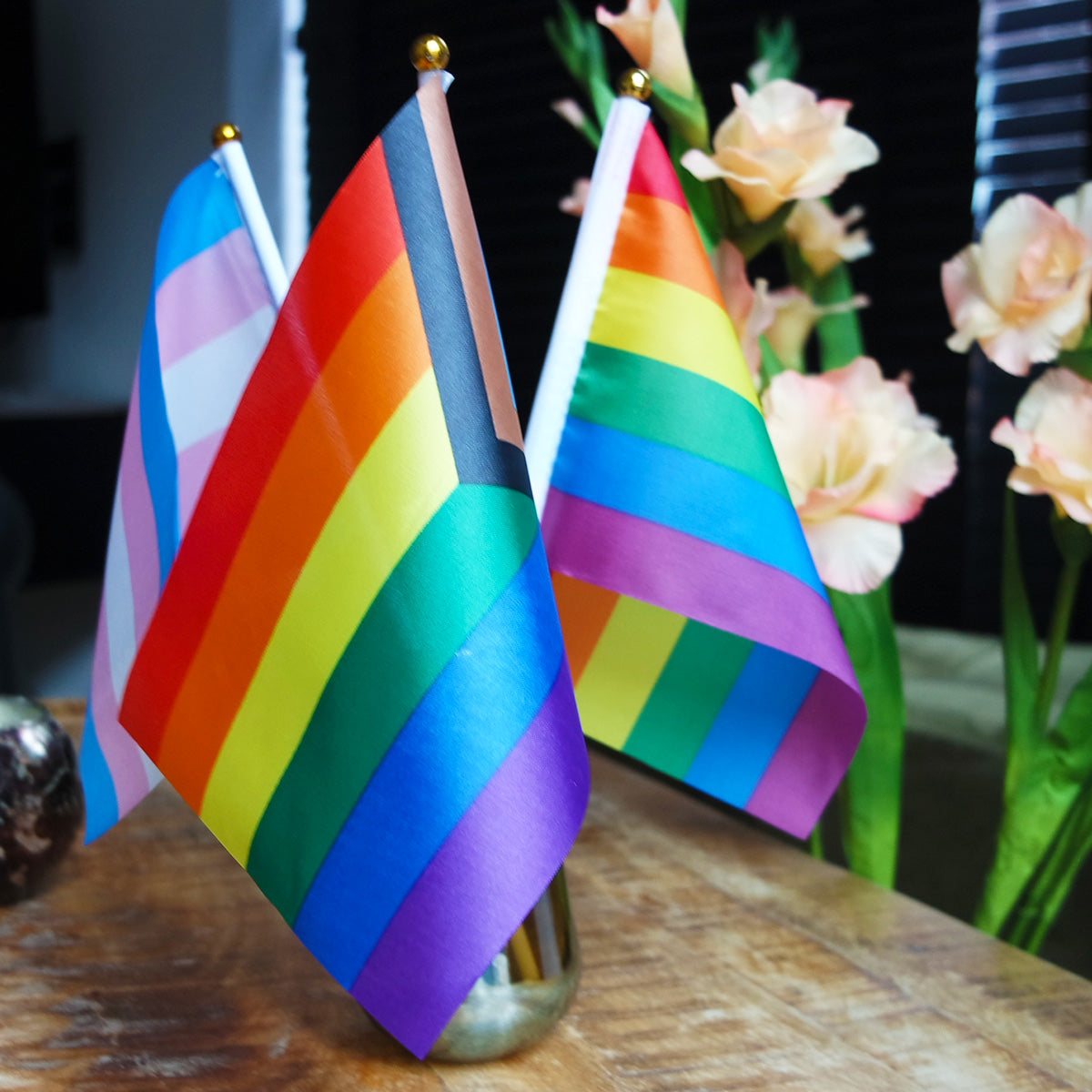 Pride Progress rainbow waving flags | 10 pieces